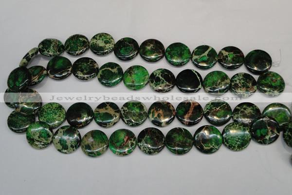 CDE174 15.5 inches 20mm flat round dyed sea sediment jasper beads