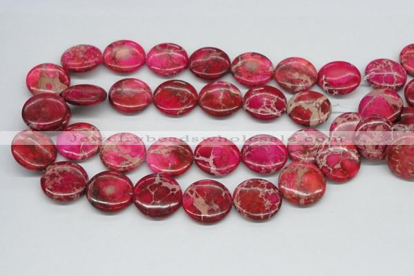 CDE18 15.5 inches 25mm flat round dyed sea sediment jasper beads