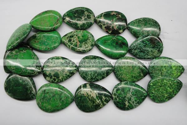 CDE195 15.5 inches 30*40mm flat teardrop dyed sea sediment jasper beads