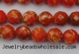 CDE2100 15.5 inches 6mm faceted round dyed sea sediment jasper beads