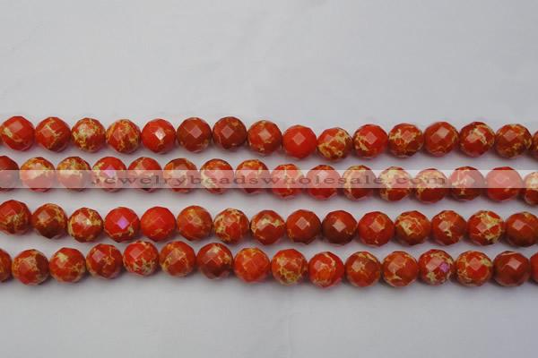 CDE2103 15.5 inches 12mm faceted round dyed sea sediment jasper beads