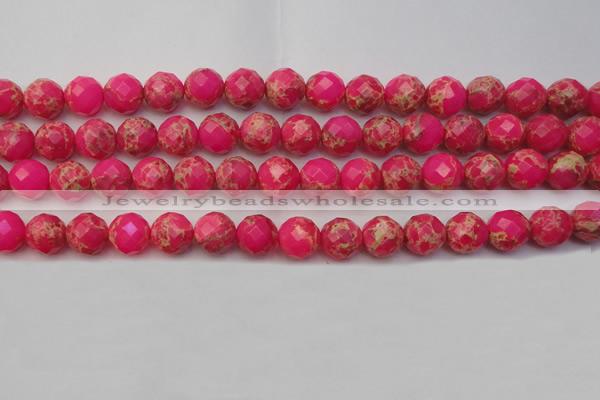 CDE2113 15.5 inches 12mm faceted round dyed sea sediment jasper beads