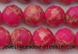 CDE2114 15.5 inches 14mm faceted round dyed sea sediment jasper beads