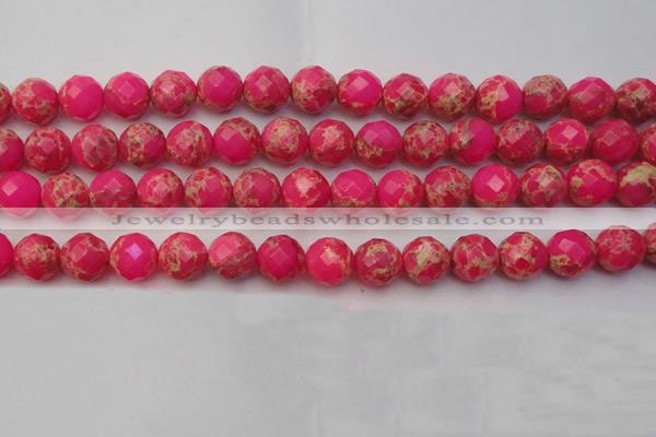 CDE2114 15.5 inches 14mm faceted round dyed sea sediment jasper beads