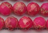 CDE2115 15.5 inches 16mm faceted round dyed sea sediment jasper beads