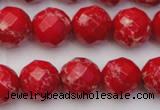 CDE2124 15.5 inches 14mm faceted round dyed sea sediment jasper beads