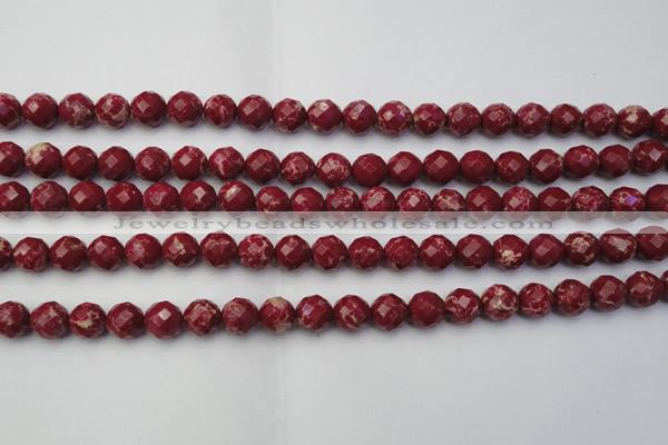 CDE2131 15.5 inches 8mm faceted round dyed sea sediment jasper beads