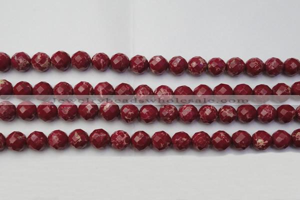 CDE2135 15.5 inches 16mm faceted round dyed sea sediment jasper beads