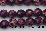 CDE2141 15.5 inches 8mm faceted round dyed sea sediment jasper beads