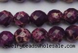 CDE2143 15.5 inches 12mm faceted round dyed sea sediment jasper beads