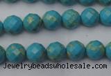 CDE2150 15.5 inches 6mm faceted round dyed sea sediment jasper beads