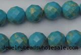 CDE2153 15.5 inches 12mm faceted round dyed sea sediment jasper beads