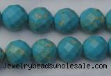 CDE2154 15.5 inches 14mm faceted round dyed sea sediment jasper beads