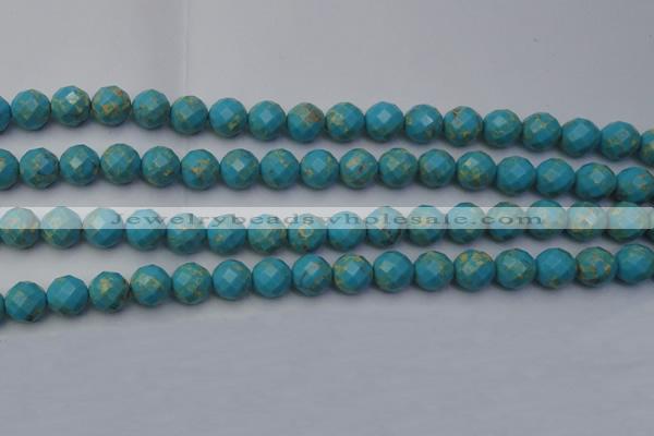 CDE2154 15.5 inches 14mm faceted round dyed sea sediment jasper beads