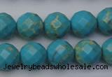 CDE2155 15.5 inches 16mm faceted round dyed sea sediment jasper beads