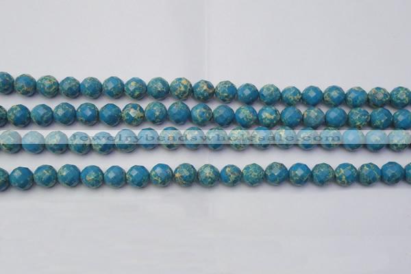 CDE2161 15.5 inches 8mm faceted round dyed sea sediment jasper beads