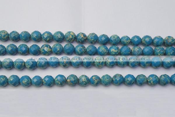 CDE2163 15.5 inches 12mm faceted round dyed sea sediment jasper beads