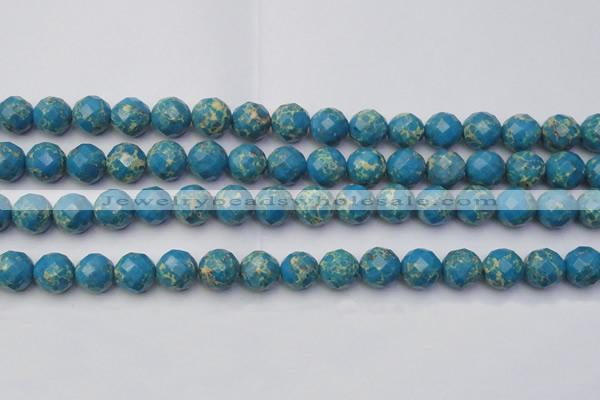 CDE2164 15.5 inches 14mm faceted round dyed sea sediment jasper beads