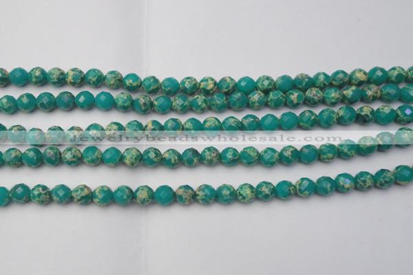 CDE2170 15.5 inches 6mm faceted round dyed sea sediment jasper beads