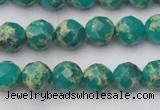 CDE2171 15.5 inches 8mm faceted round dyed sea sediment jasper beads