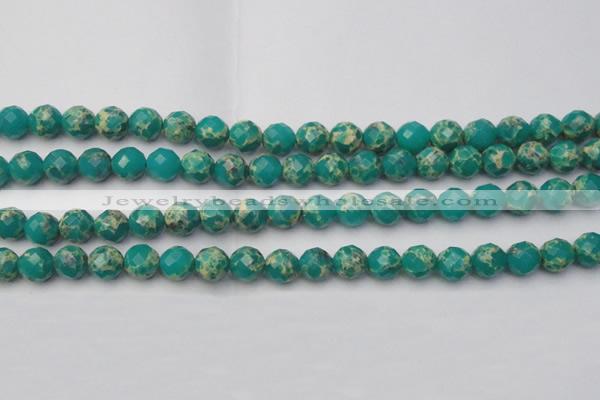 CDE2173 15.5 inches 12mm faceted round dyed sea sediment jasper beads