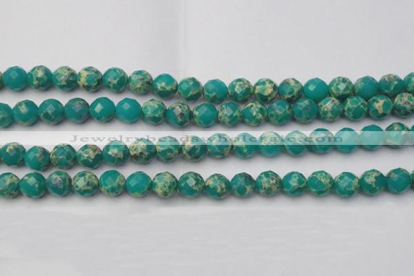 CDE2174 15.5 inches 14mm faceted round dyed sea sediment jasper beads