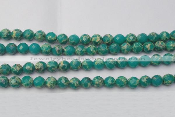 CDE2175 15.5 inches 16mm faceted round dyed sea sediment jasper beads