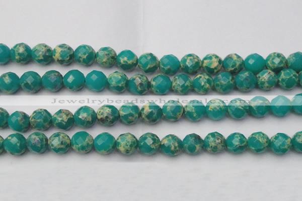 CDE2176 15.5 inches 18mm faceted round dyed sea sediment jasper beads