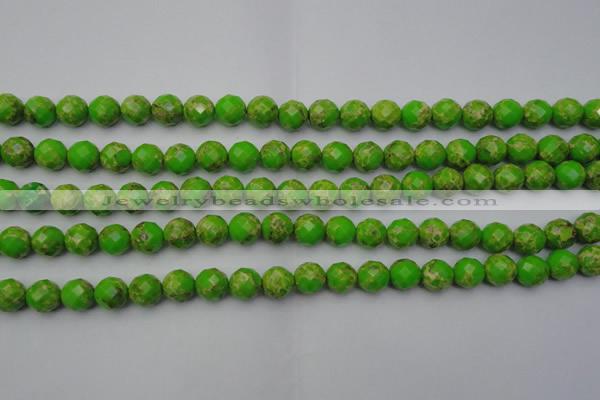 CDE2181 15.5 inches 8mm faceted round dyed sea sediment jasper beads