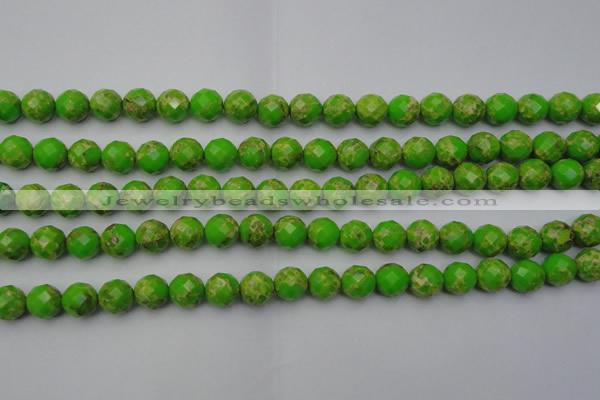 CDE2182 15.5 inches 10mm faceted round dyed sea sediment jasper beads