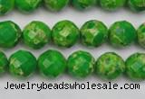 CDE2190 15.5 inches 6mm faceted round dyed sea sediment jasper beads