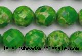 CDE2194 15.5 inches 14mm faceted round dyed sea sediment jasper beads