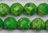 CDE2195 15.5 inches 16mm faceted round dyed sea sediment jasper beads