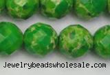 CDE2197 15.5 inches 20mm faceted round dyed sea sediment jasper beads