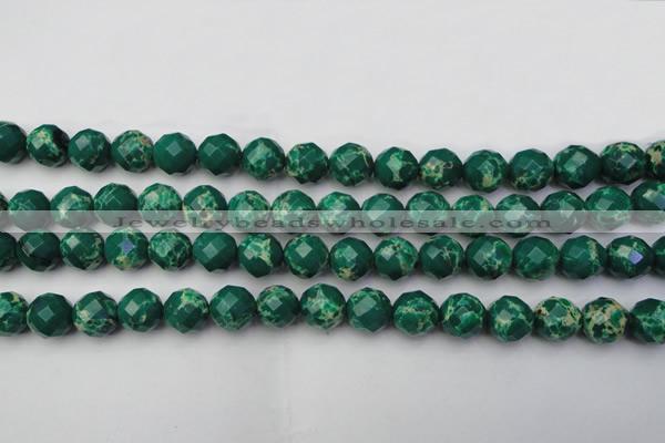 CDE2203 15.5 inches 12mm faceted round dyed sea sediment jasper beads