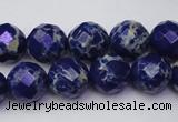 CDE2214 15.5 inches 14mm faceted round dyed sea sediment jasper beads