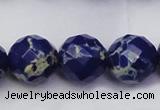 CDE2219 15.5 inches 24mm faceted round dyed sea sediment jasper beads