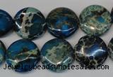 CDE232 15.5 inches 16mm flat round dyed sea sediment jasper beads