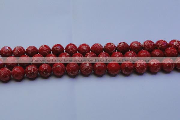 CDE2514 15.5 inches 14mm faceted round dyed sea sediment jasper beads