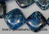 CDE252 15.5 inches 20*20mm diamond dyed sea sediment jasper beads