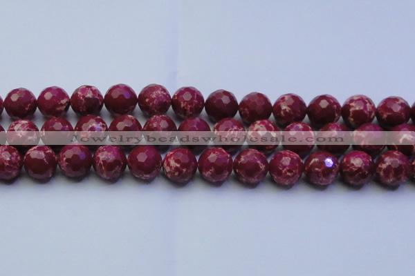 CDE2522 15.5 inches 16mm faceted round dyed sea sediment jasper beads