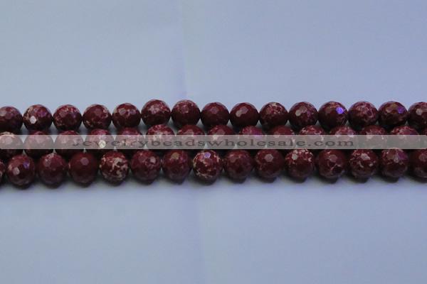 CDE2528 15.5 inches 14mm faceted round dyed sea sediment jasper beads