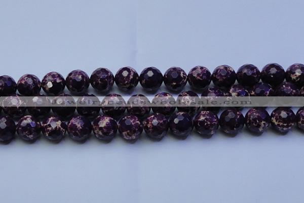 CDE2537 15.5 inches 18mm faceted round dyed sea sediment jasper beads