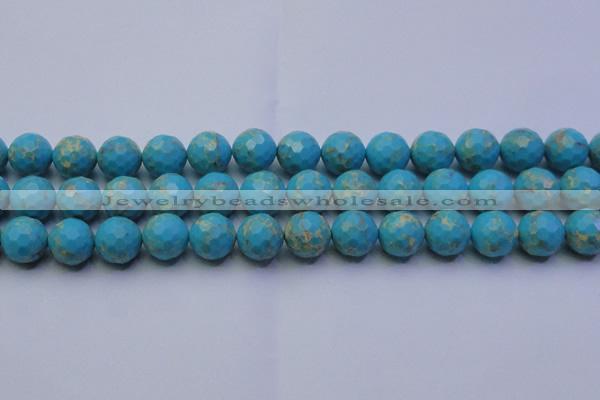 CDE2542 15.5 inches 14mm faceted round dyed sea sediment jasper beads