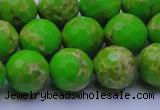 CDE2556 15.5 inches 14mm faceted round dyed sea sediment jasper beads