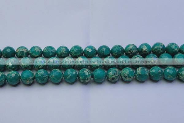 CDE2564 15.5 inches 14mm faceted round dyed sea sediment jasper beads