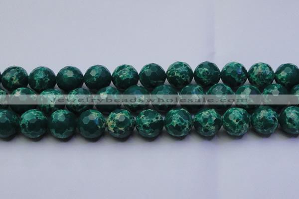 CDE2573 15.5 inches 18mm faceted round dyed sea sediment jasper beads