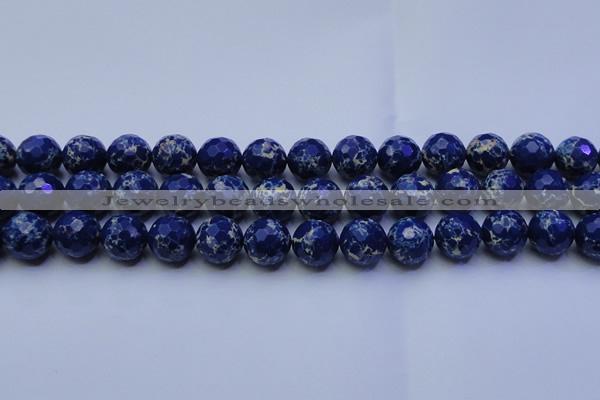 CDE2579 15.5 inches 14mm faceted round dyed sea sediment jasper beads