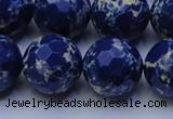 CDE2582 15.5 inches 20mm faceted round dyed sea sediment jasper beads