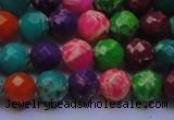 CDE2696 8mm faceted round mixed color sea sediment jasper beads